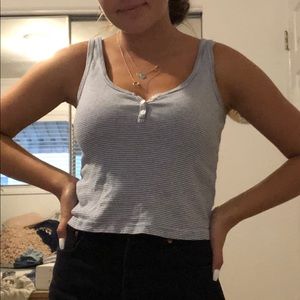 Blue and white stripped tank top